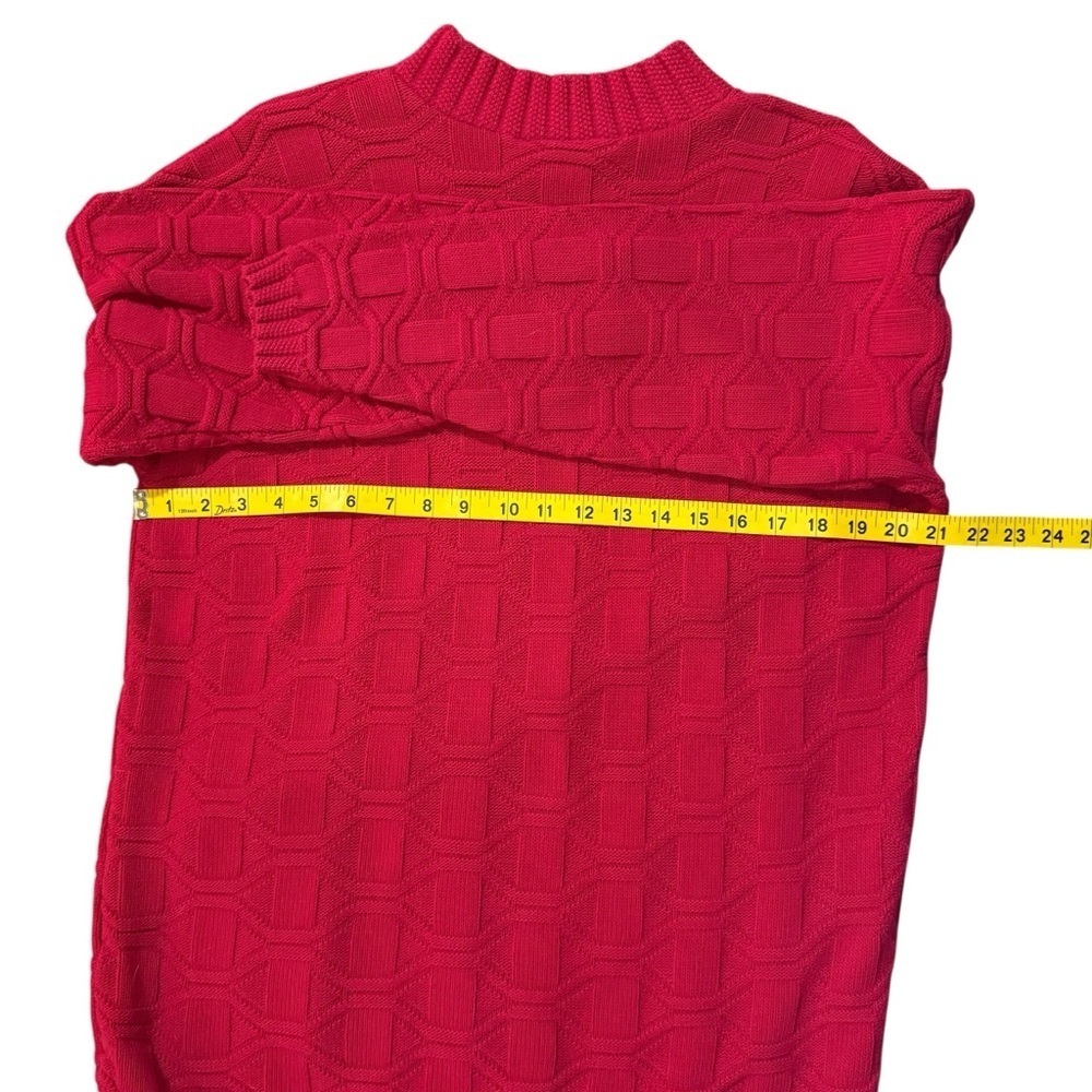 Vintage Large Class 955 80s Red Soft Cozy Textured Knit Sweater USA Made - Picture 6 of 7